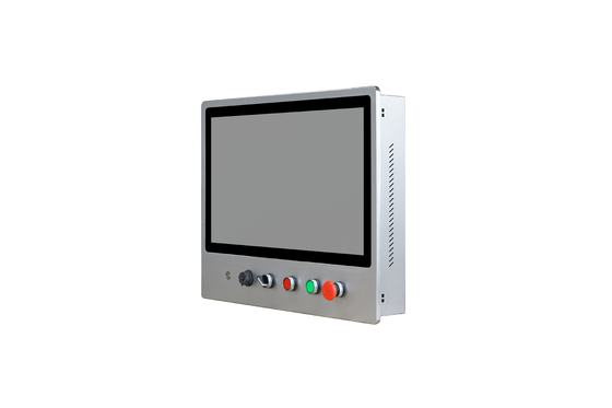 21.5" stainless steel waterproof panel PC with control buttons for CNC industrial automation